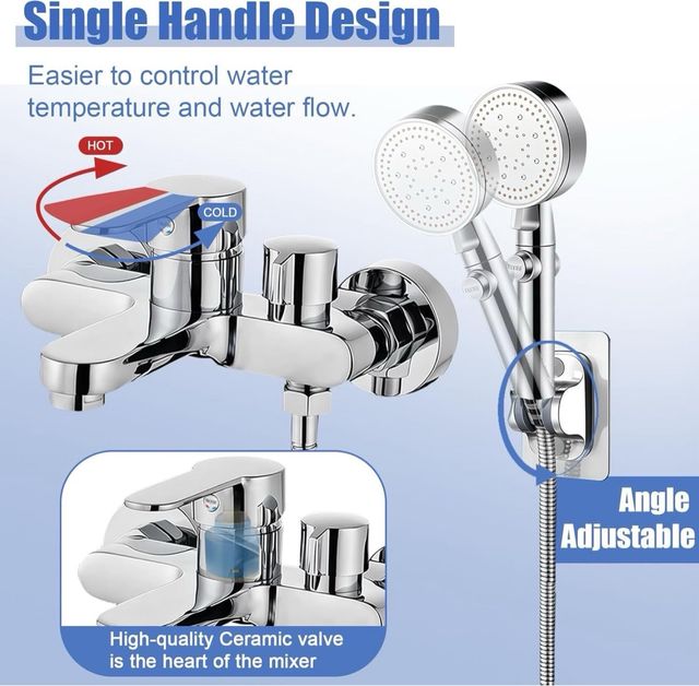 Grifo monomando de ducha con 1,5m de manguera