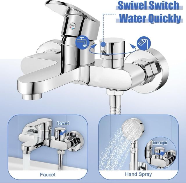 Grifo monomando de ducha con 1,5m de manguera