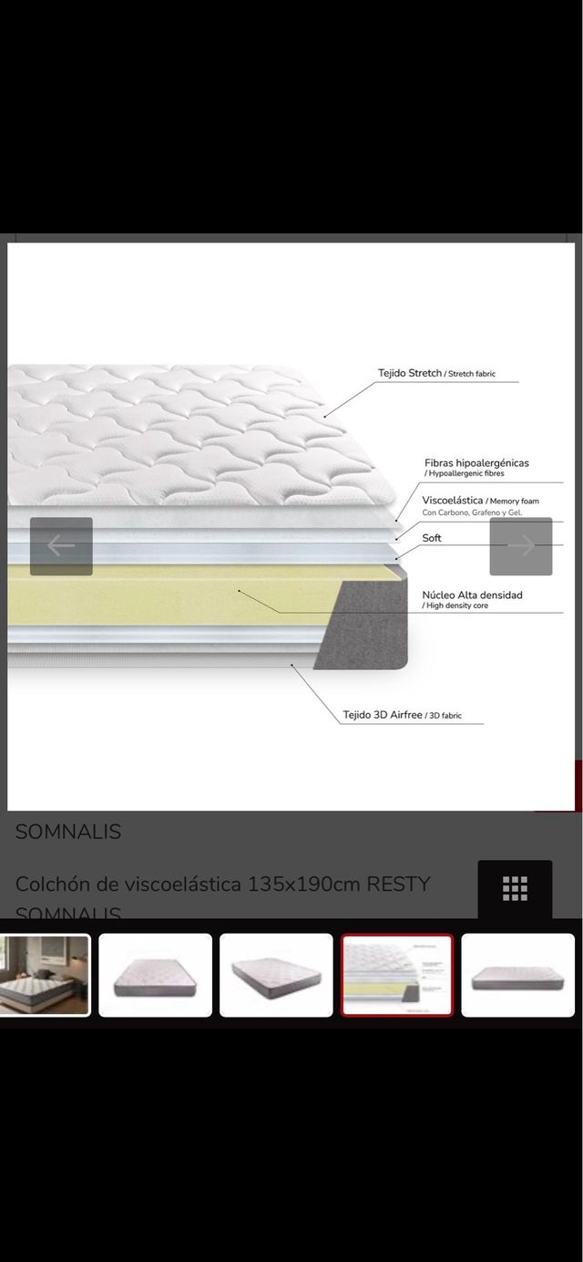COLCHÓN VISCOELÁSTICO 135x190 ENROLLADO. REF. O