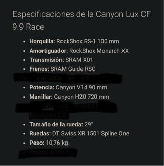 Bicicleta Canyon MTB Talla M