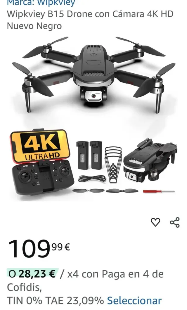 Drone B15 4K HD Nuevo Negro