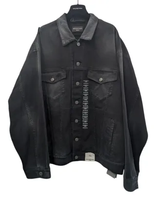 Giacca Denim Balenciaga Stickers Nera XS