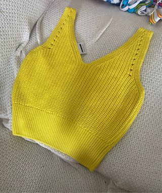 Top amarillo tejido crochet talla S