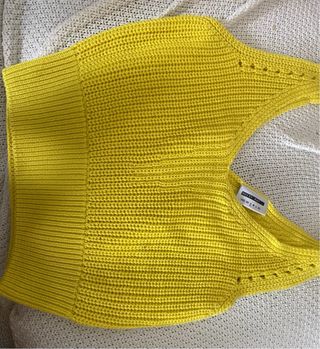 Top amarillo tejido crochet talla S