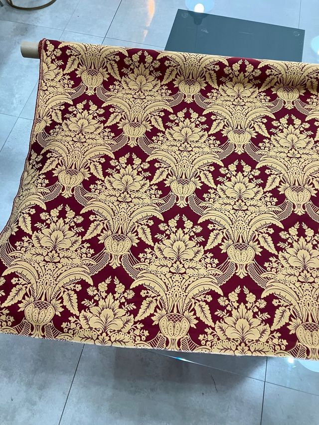 Tejido Fallera Alicantia Damasco Rojo y Dorado