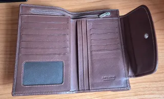 Monedero billetero Daviletto piel marron.
