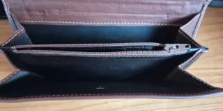 Monedero billetero Daviletto piel marron.