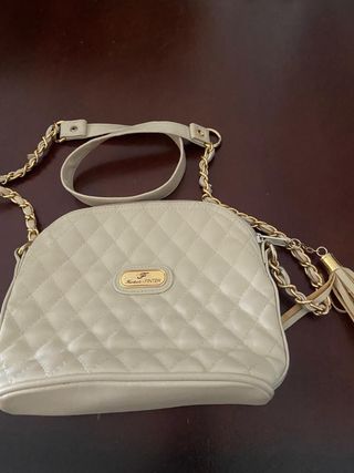 Bolso vintage Furla beige y dorado