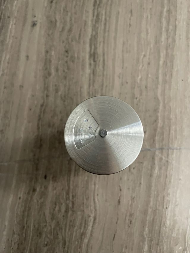 Portaspezie / saliera in vetro e acciaio bianco