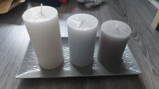 Juego 3 Velas Cilindricas Blancas
