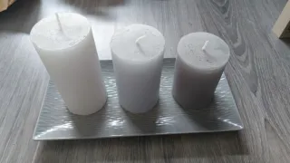 Juego 3 Velas Cilindricas Blancas