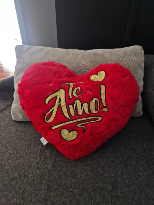 Cojín Corazón Te Amo Peluche Rojo