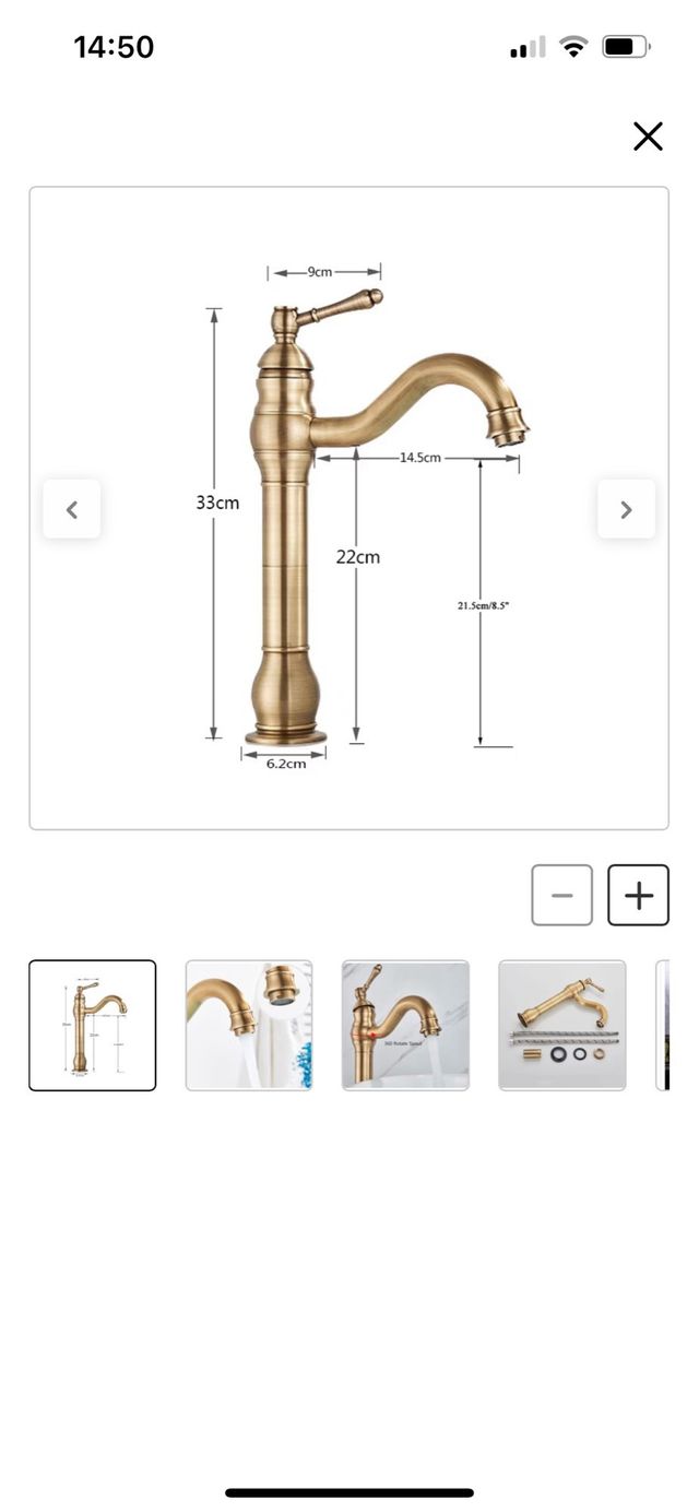 Grifo latón antiguo sobre encimera
