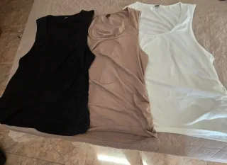 Pack 3 Camisetas sin Mangas (Beige, Negro, Blanco)