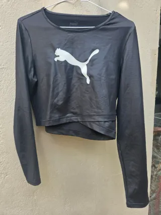 Camiseta Puma Crop Manga Larga Negra