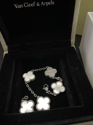Pulsera Van Cleef Oro Blanco Madre Perla