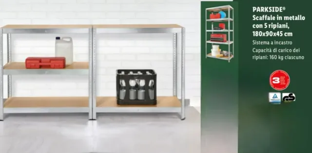 Scaffale metallo Parkside 5 ripiani