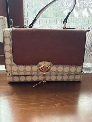 Borsa a mano donna beige e marrone con tracolla