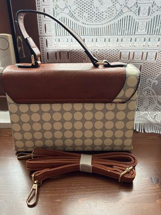 Borsa a mano donna beige e marrone con tracolla