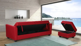 DIVANO LETTO IN ROSSO BRILLANTE: UNICO.