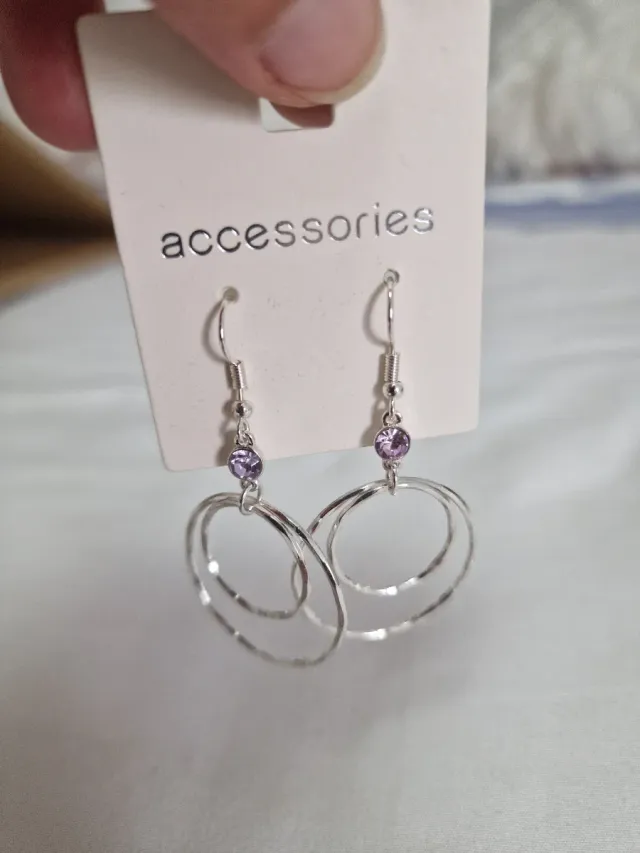 Pendientes Aro Doble Lila Plata
