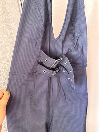 Mono largo azul/gris con cinturón