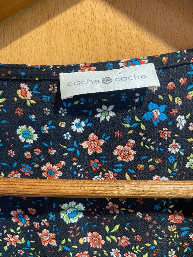 Vestido floral negro mujer