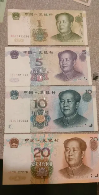 Lote Billetes China 1, 5, 10, 20 Yuan