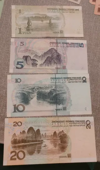 Lote Billetes China 1, 5, 10, 20 Yuan