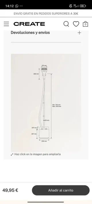 Plancha de vapor vertical CREATE