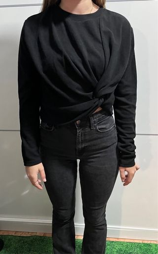Top Zara negro manga larga cruzado