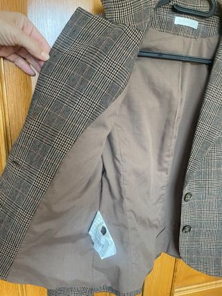 Americana cuadros marrón talla 36