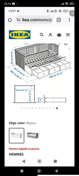 Letto per bambini bianco Ikea
80×200, aperto 160×200