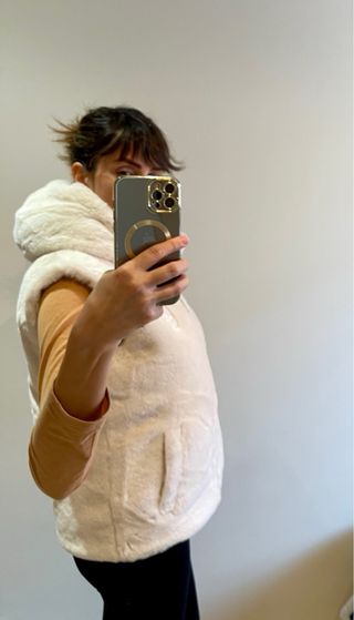 Chaleco reversible Jott pelo beige/blanco. Nuevo, 