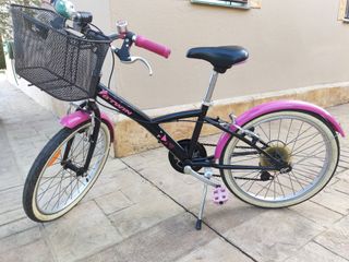 Bicicleta niña B'TWIN rosa y negra