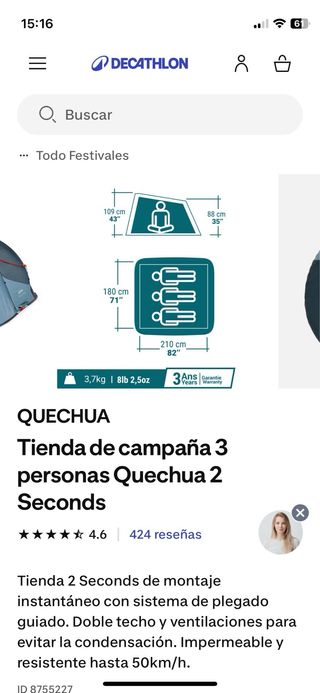 Tienda de campaña Quechua 2 seconds 3 plazas