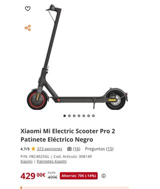 Patinete Eléctrico Negro
xiaomi pro 2
