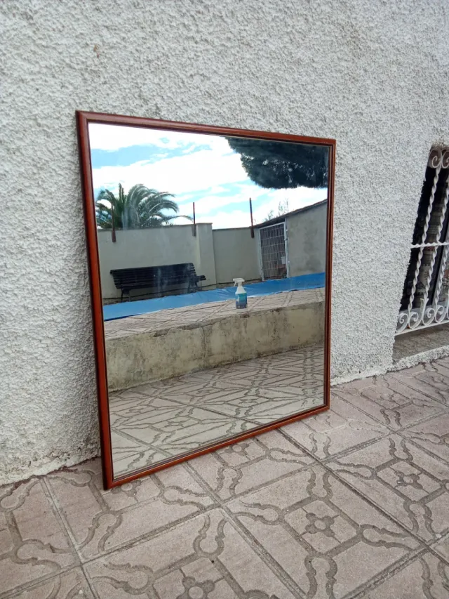 Espejo antiguo madera y cristal 94x 105