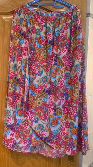 Falda larga estampada multicolor