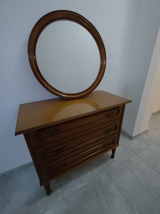 Mueble tocador y espejo madera