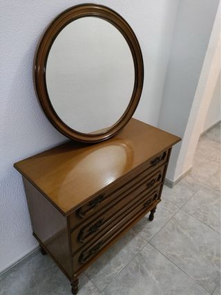 Mueble tocador y espejo madera