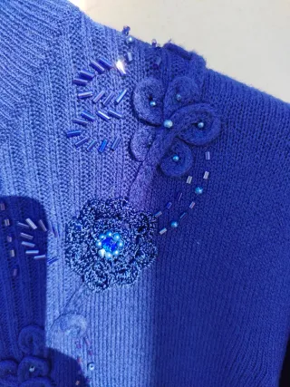 Jersey azul mujer bordado talla L