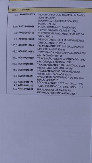 Andamio Europeo Galvanizado.se vende por cuerpos