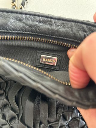 Bolso piel flecos negro