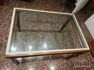 Mesa comedor madera y cristal