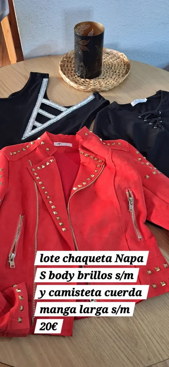 Lote Chaqueta Napa y Camiseta Cuerda y body brillo