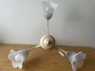 Lámpara de techo forja beige 3 tulipas