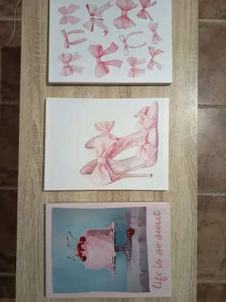 Juego de tres cuadros en lienzo