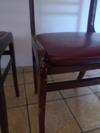 Lote 4 Sillas madera polipiel granate 