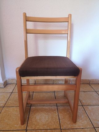 Lote 4 Sillas Madera Pana Marrón